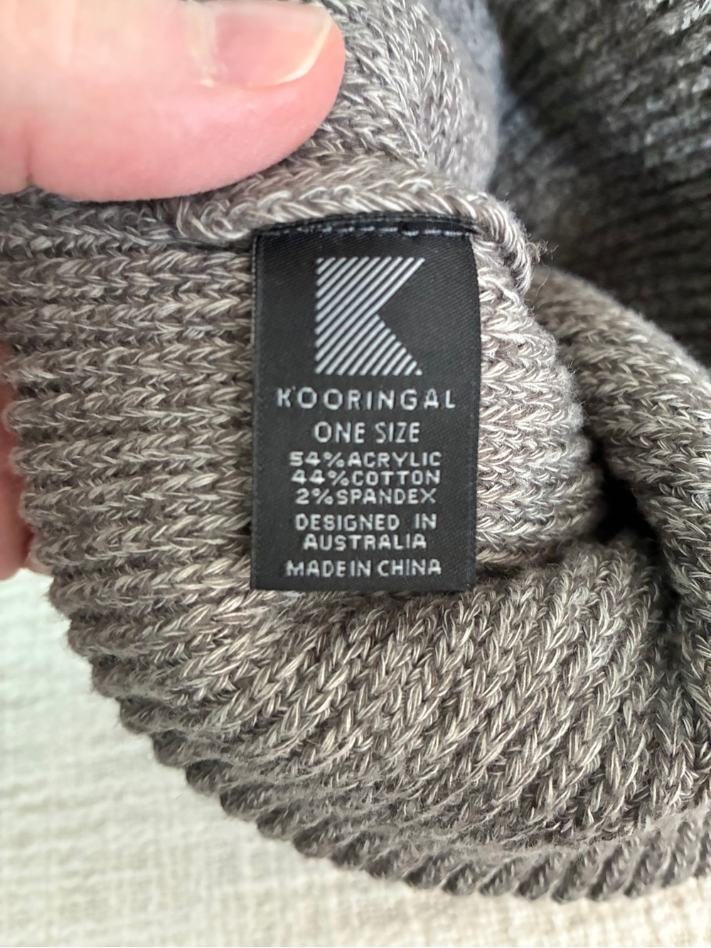 Kooringal ONE SIZE Men's Ribbed Knit Beanie Hat - Grey, Charcoal, olive green. - Picture 2 of 3